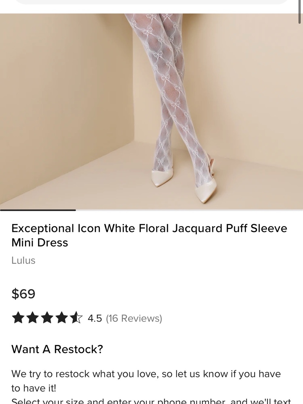 Lulus Exceptional Icon White Floral Jacquard Puff Sleeve Mini Dress size M - Picture 7 of 7